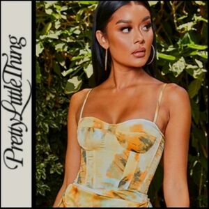 PRETTY LITTLE THING TIE DYE STRUCTURED CORSET TOP SIZE 8